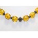 Women's Necklace 925 Sterling Silver beads synthetic amber stone P 413